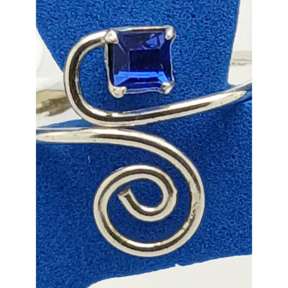 Sexy Blue Crystal Rhinestone Toe Ring Adjustable Size Sterling Silver Gift Boxed - Picture 1 of 8